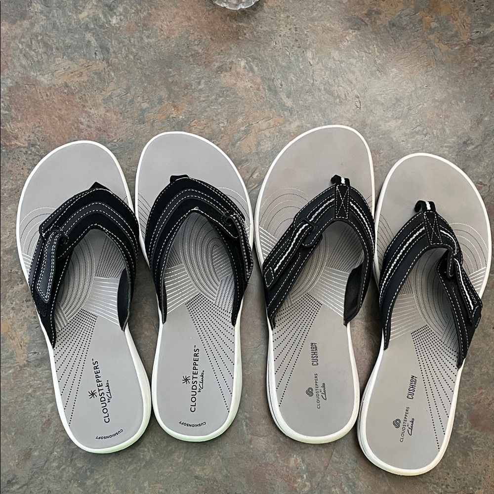 Women's Gray and Black Comfort Flip Flops